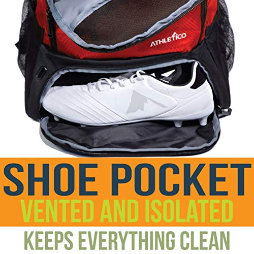 Athletico Youth Soccer Bag - Soccer Backpack & Bags for Basketball, Volleyball & Football | Includes Separate Cleat and Ball Compartment (Red) - Image 4