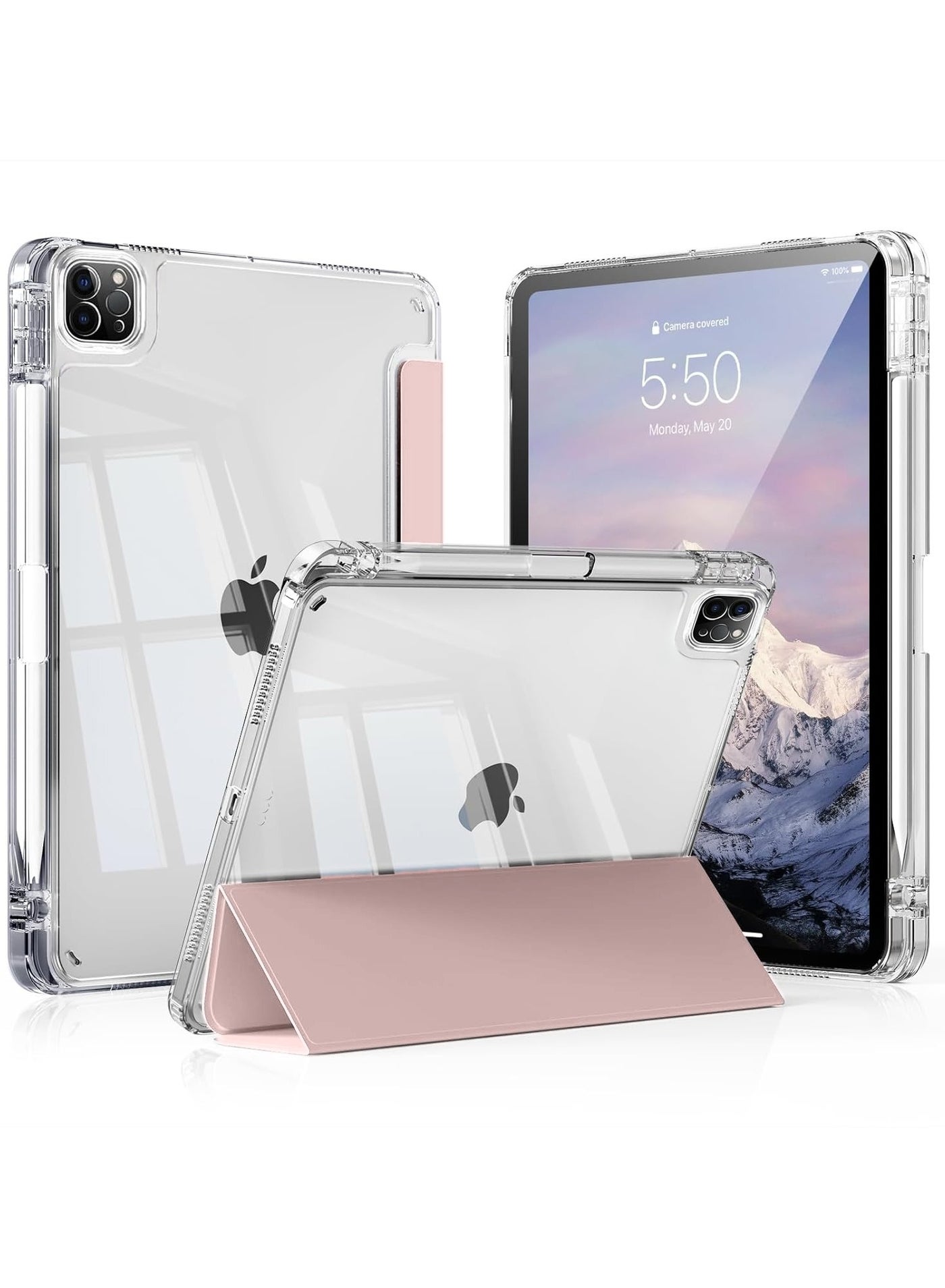 Case for iPad Pro 11 Inch Case (M5/M4) 2025/2024 with Pencil Holder Clear Back Slim Tri-fold Folio Stand Shell Tablet Cover for 2024/2025 Pro 11 inch M5/M4 Auto Sleep/Wake