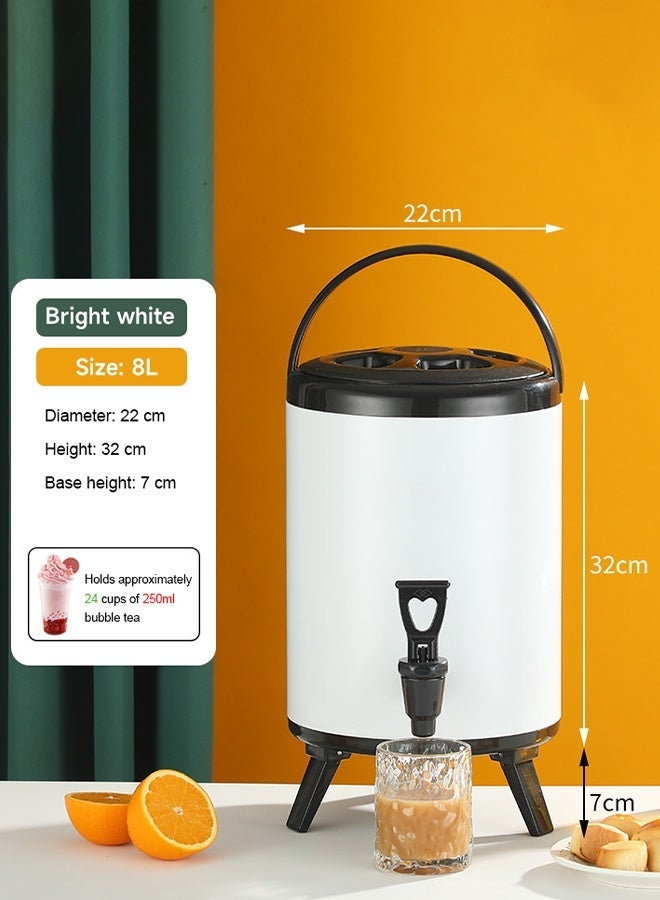 8L stainless steel double-layer milk tea bucket, heat preservation bucket, commercial large-capacity water, soy milk, juice, coffee and beverage, herbal tea bucket - Image 1