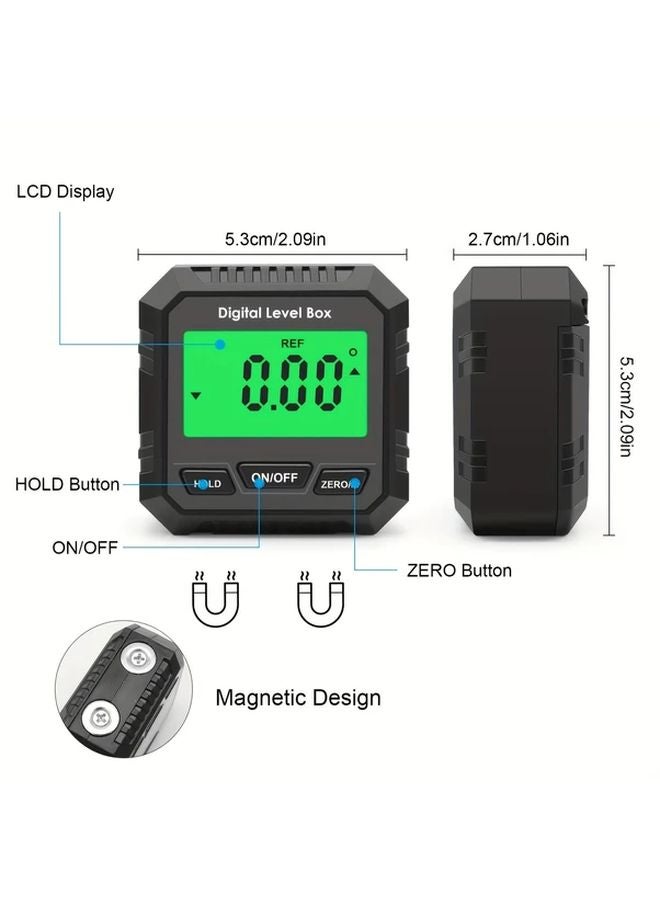 Red Digital Angle Finder with LCD Backlight Magnetic Base Zero Function Mini Inclinometer - Image 2