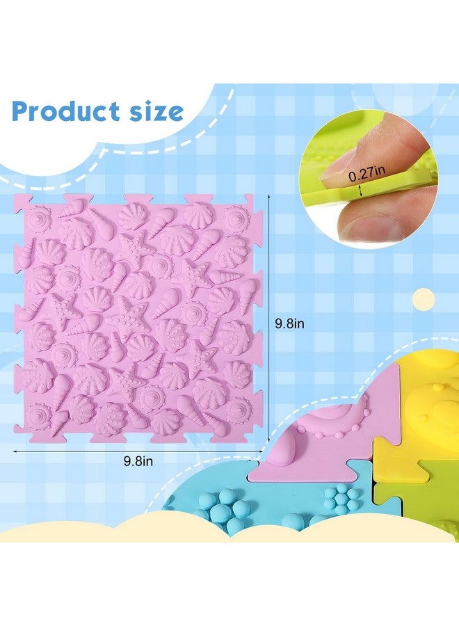 Shappy 12 Pcs Sensory Mat Floor Massage Game Mats for Kids and Adult Sensory Tiles Orthopedic Massage Autistic Children Puzzle Carpet Room Items Indoor, Multicolor - Image 2