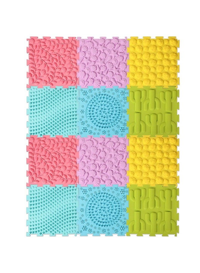 Shappy 12 Pcs Sensory Mat Floor Massage Game Mats for Kids and Adult Sensory Tiles Orthopedic Massage Autistic Children Puzzle Carpet Room Items Indoor, Multicolor - Image 1