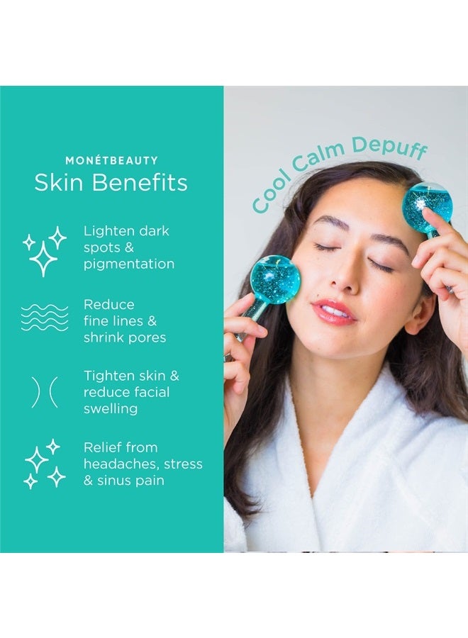 MonétBeauty Ice Globes for Facials, Freezer Safe and Highly Effective Facial Globes for Daily Beauty Routines, Tighten Skin, Reduce Puffiness and Headaches and Enhance Circulation (Blue, No Glitter) - Image 2