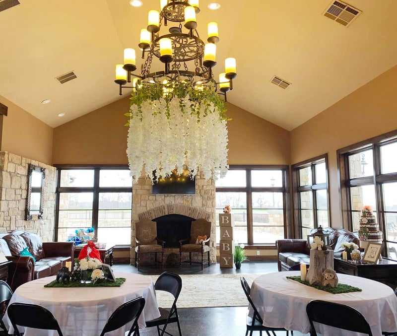 WEISPARK Wisteria Hanging Flowers - 36 Pieces 3.75 Feet/Piece Artificial Wisteria Vine Fake Ratta Hanging Garland Silk Flowers for Home Party Wedding Decor - Image 5