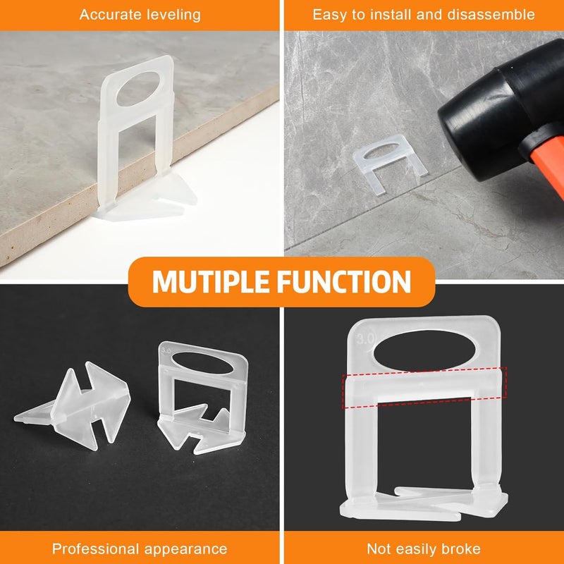 DGSL Tile Leveling System with Rubber Mallet, 1500-Piece 1/8 Inch Tile Spacers Clips Tile Tools, Tile Installation Tools for Professional Ceramic Tile and Stone Installation - Image 3