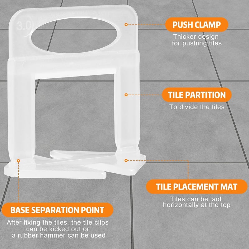 DGSL Tile Leveling System with Rubber Mallet, 1500-Piece 1/8 Inch Tile Spacers Clips Tile Tools, Tile Installation Tools for Professional Ceramic Tile and Stone Installation - Image 5