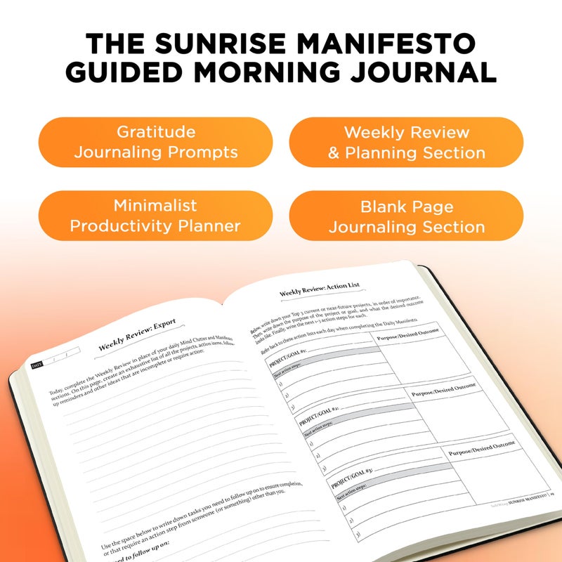 SaltWrap Sunrise Manifesto: Daily Morning Guided Journal for Gratitude, Mindfulness, Wellness, Self Care for Women & Men â€“ 5 Minute Reflection Journal - Image 3