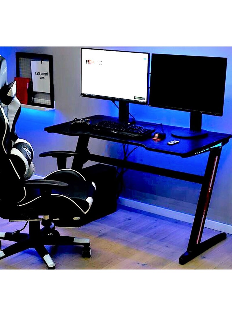 CANDY مكتب ألعاب مع أضواء LED RGB، مكتب كمبيوتر 140*60*72 سم. - Image 1