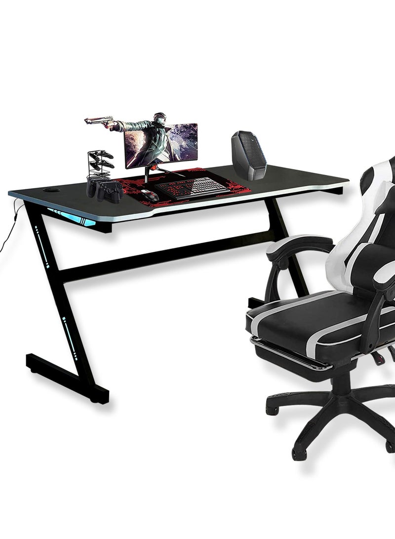 CANDY مكتب ألعاب مع أضواء LED RGB، مكتب كمبيوتر 140*60*72 سم. - Image 4