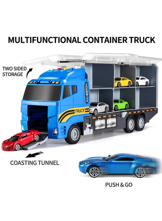 TEMI TEMI Transport Cars Carrier Set Toys w/Play Mat, Die-cast Vehicles Truck Alloy Metal Race Model Car Toys for Toddler Age 3-9 Kids Boys & Girls  - Image 4