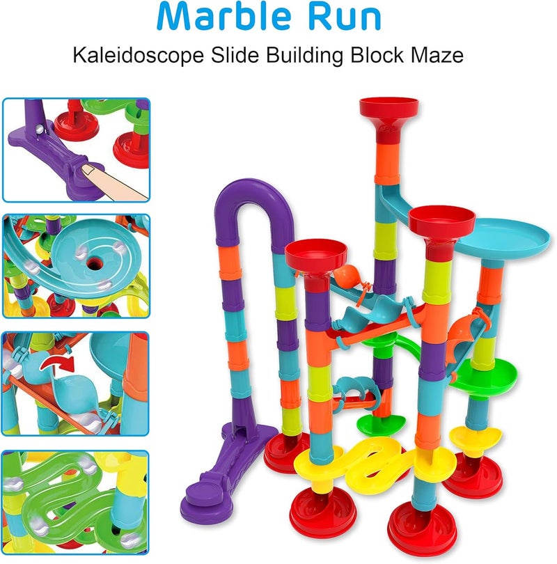 Blacka Marble Run Maze Race Game Glass Marbles for Kids Age 3 4 5 6 Boys Girls Educational Preschool Toys Block Toy Set As Xmas Birthday Present Festival Gifts, Small - Image 2