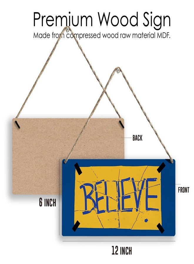 FREHVN Motivational Believe Sign, Home Office Front Door Hanging Plaque Decor, Bedroom Man Cave TV Show Decor, Gifts for Soccer Football Coach 12 X 6 Inch - Image 2