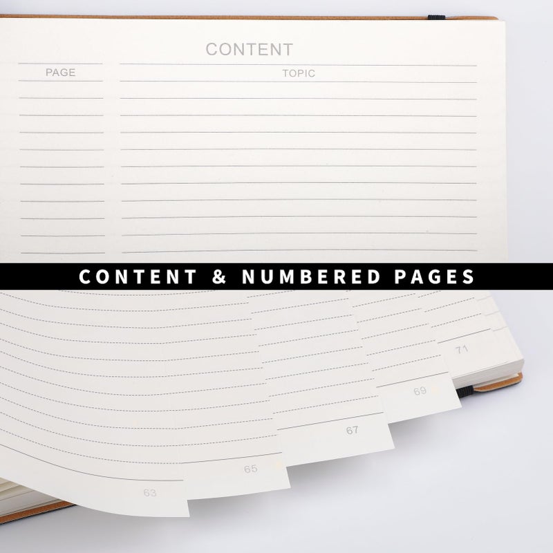 RETTACY Lined Journal Notebook, 2-Pack, 204 Numbered Pages per Pack, B5 Medium 7.6" Ã— 10", Leather Softcover, 100 GSM Thick Paper, for Writing, Work, School (Black & Navy Blue) - Image 3