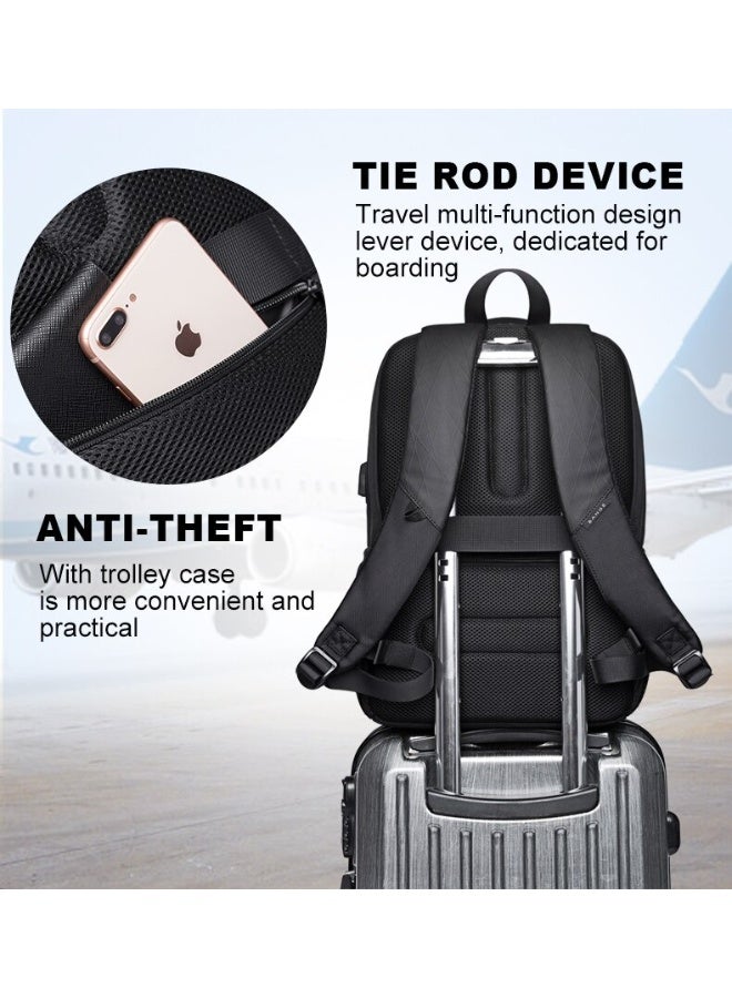 بانجي شنطة ظهر للابتوب مقاس 15.6 بوصة بسعة كبيرة – حقيبة مدرسية مقاومة للماء مع منفذ شحن USB – أبيض - Image 4