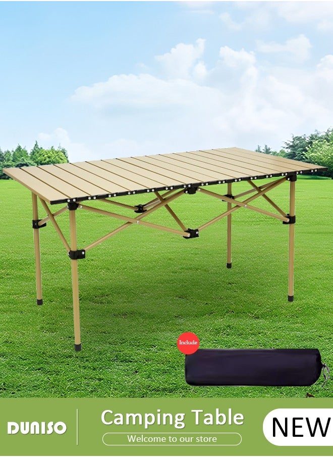 DUNISO - Large Camping Table, Portable Folding Beach Table with Storage Bag, Waterproof Countertop, Easy to Clean, Travel Table for Indoor and Outdoor, Outdoor Roll Up Table for Camp, Picnic, Fishing, Hiking, Party, Dining, Cooking, BBQ - Image 1