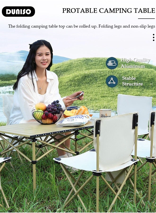 DUNISO - Large Camping Table, Portable Folding Beach Table with Storage Bag, Waterproof Countertop, Easy to Clean, Travel Table for Indoor and Outdoor, Outdoor Roll Up Table for Camp, Picnic, Fishing, Hiking, Party, Dining, Cooking, BBQ - Image 1