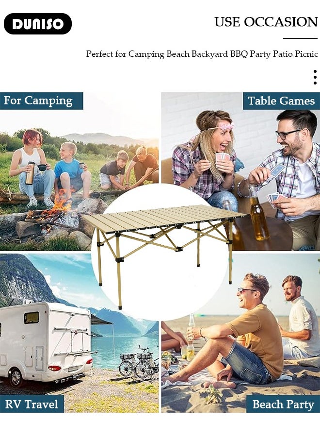 DUNISO - Large Camping Table, Portable Folding Beach Table with Storage Bag, Waterproof Countertop, Easy to Clean, Travel Table for Indoor and Outdoor, Outdoor Roll Up Table for Camp, Picnic, Fishing, Hiking, Party, Dining, Cooking, BBQ - Image 1