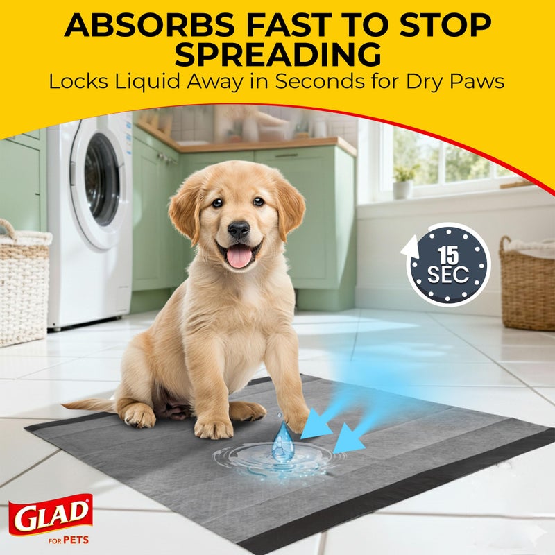 Glad for Pets Black Charcoal Puppy Pads, 23"x23" Disposable Pee Pad That Absorbs & Neutralizes Urine Instantly, Activated Carbon Training Pads For Dogs - 100 Count - Image 5