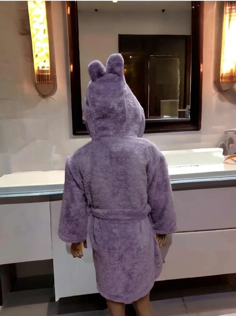 ميسلينا Wellsoft Young Children's Dressing Gown Plush Bathrobe Lilac