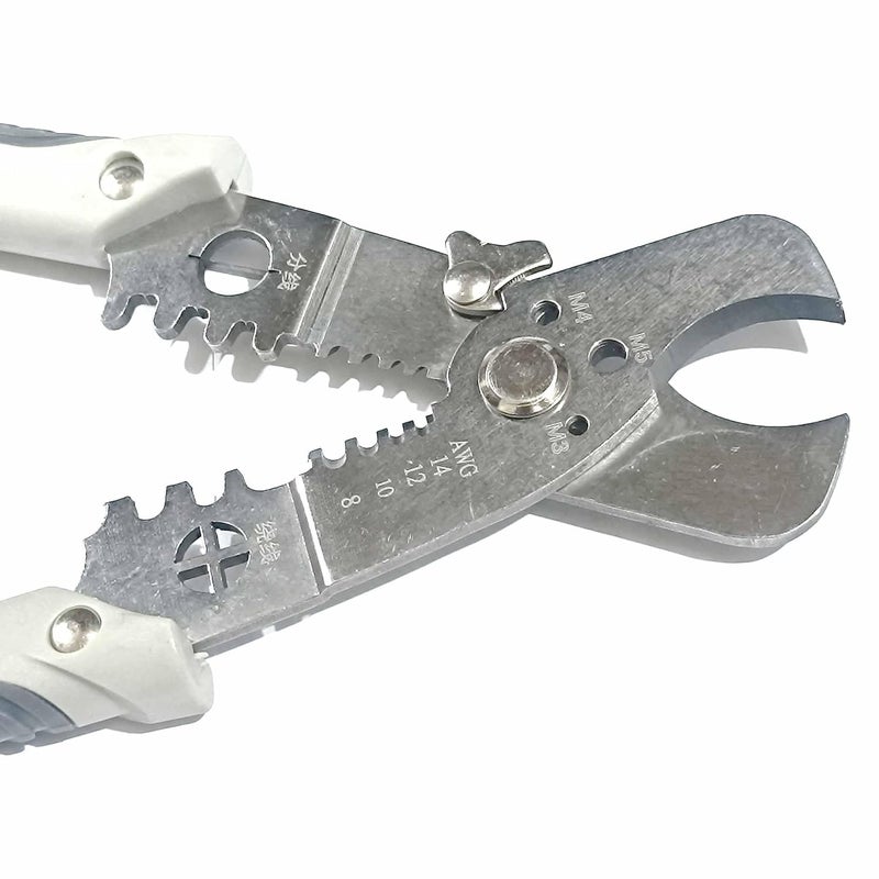 UPTODATETOOLS 75 inch Multifunctional Cable Wire Stripping Cutter Tool 814 AWG Metric Electrical Tool Wire Cutter Multifunction Cable Cutter for Cutting Stripping and Crimping - Image 1