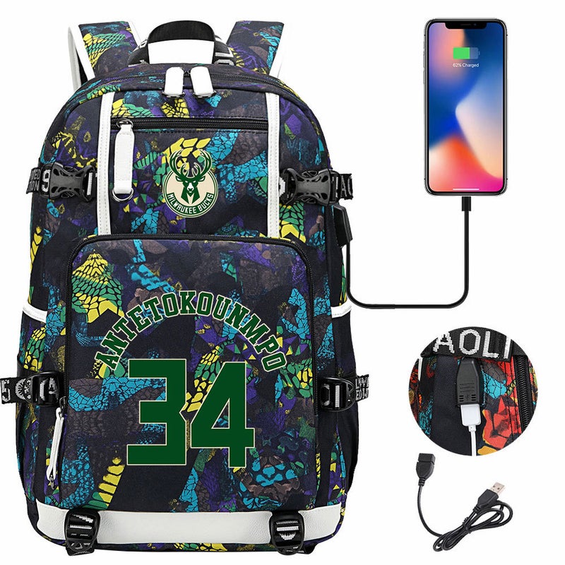 New Football Sports Star Printed Usb Youth Student Schoolbag Men'S And Women'S Casual Travel Backpack - Image 5