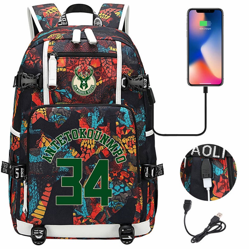 New Football Sports Star Printed Usb Youth Student Schoolbag Men'S And Women'S Casual Travel Backpack - Image 2
