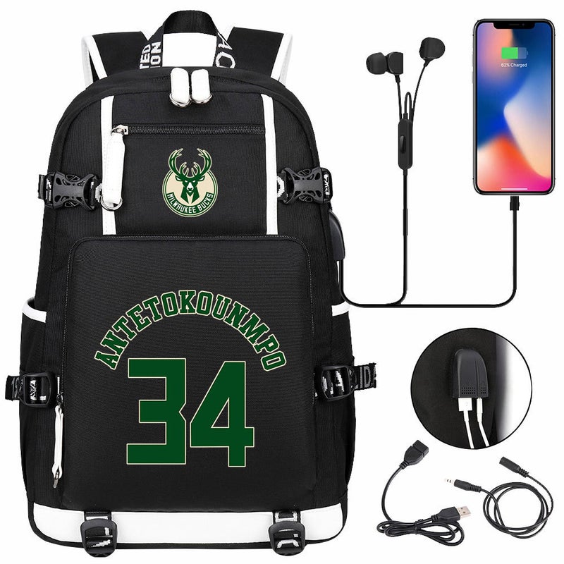 New Football Sports Star Printed Usb Youth Student Schoolbag Men'S And Women'S Casual Travel Backpack - Image 4