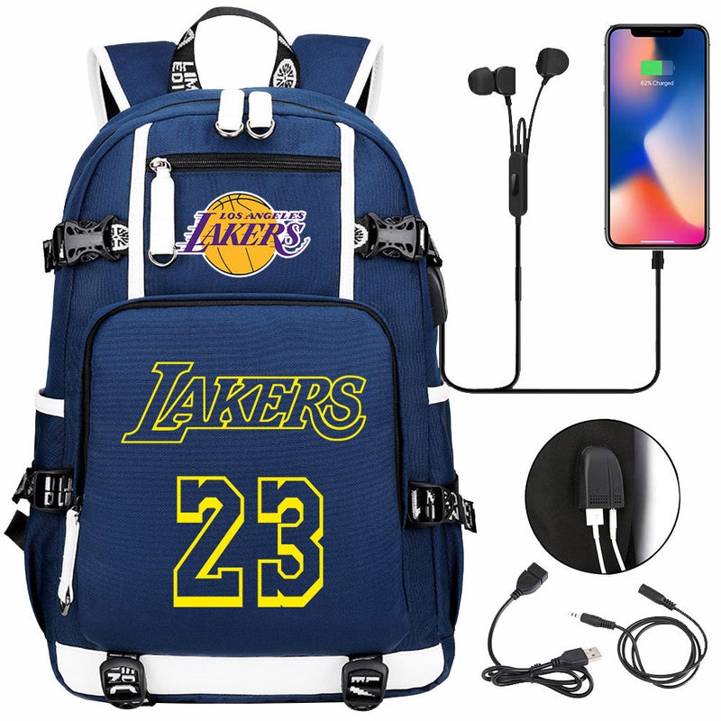 New Football Sports Star Printed Usb Youth Student Schoolbag Men'S And Women'S Casual Travel Backpack - Image 1