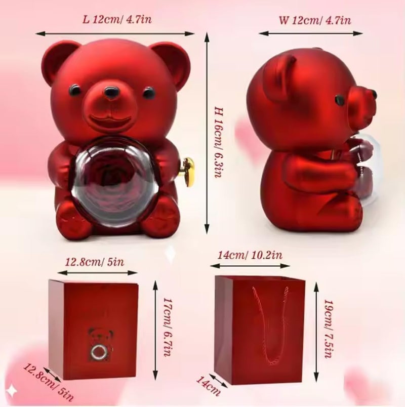 BLAGO Romantic Bear with Preserved Rose Hidden Jewellery Box and Heart Necklace Valentines Day Mothers Day Weddings Anniversaries - Image 4