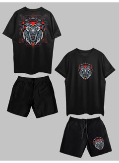 THREADCURRY THREADCURRY Tiger Tribe Printed Co-ord Set for Men - Half Sleeve Oversized T-Shirt and Shorts  - Image 1