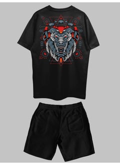 THREADCURRY THREADCURRY Tiger Tribe Printed Co-ord Set for Men - Half Sleeve Oversized T-Shirt and Shorts  - Image 2