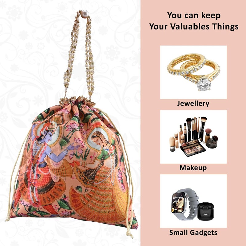 Kuber Industries 2 Pcs Potli Bag Set with Pearl Handles - Image 5