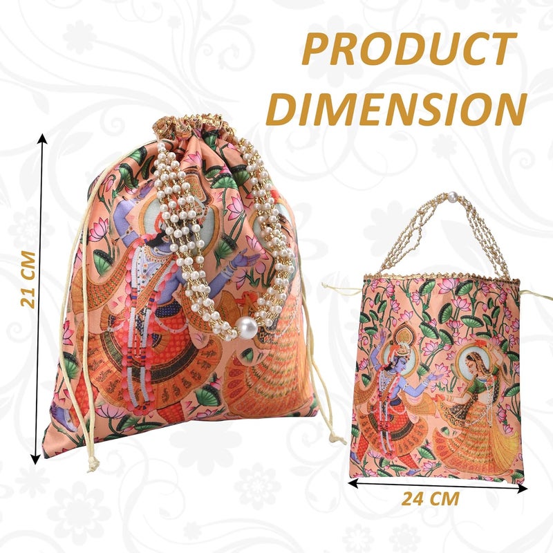 Kuber Industries 2 Pcs Potli Bag Set with Pearl Handles - Image 3