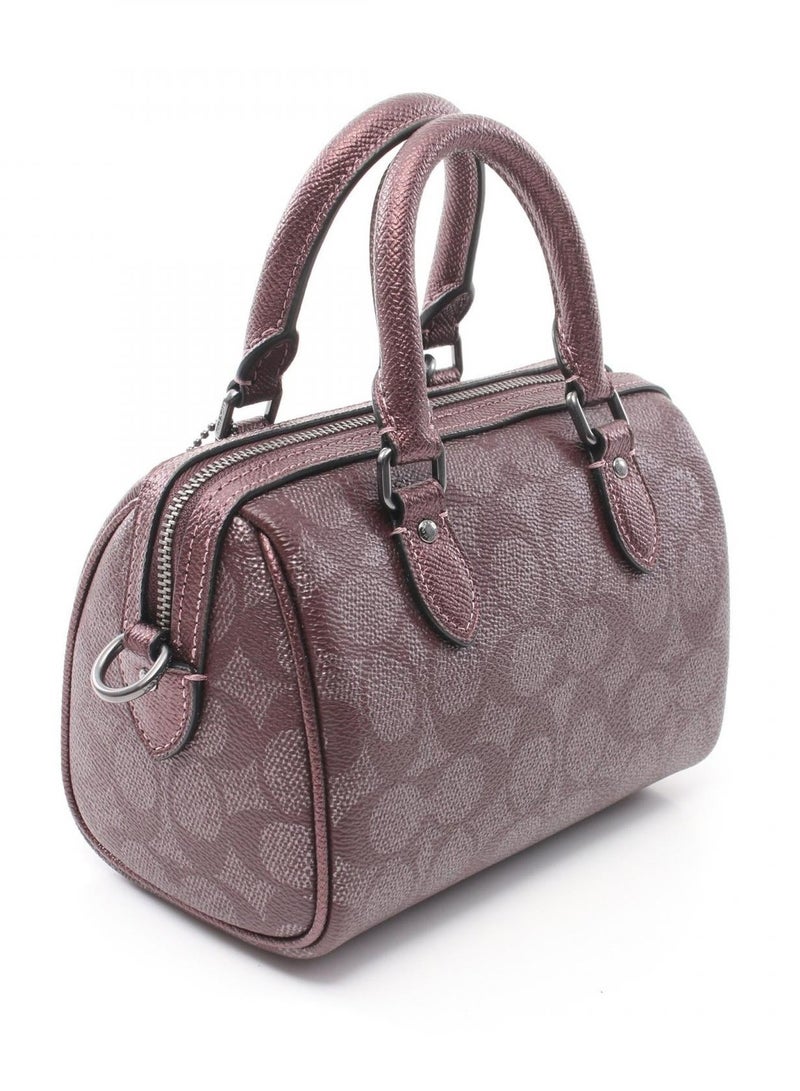 كوتش اوت ليت حقيبة كوتش ميني روان ساتشل من قماش سيجنيتشر، حقيبة توت نسائية، حقيبة كتف نسائية، حقيبة يد نسائية، حقيبة سفر نسائية، بنفسجي - ١٩ سم - Image 2