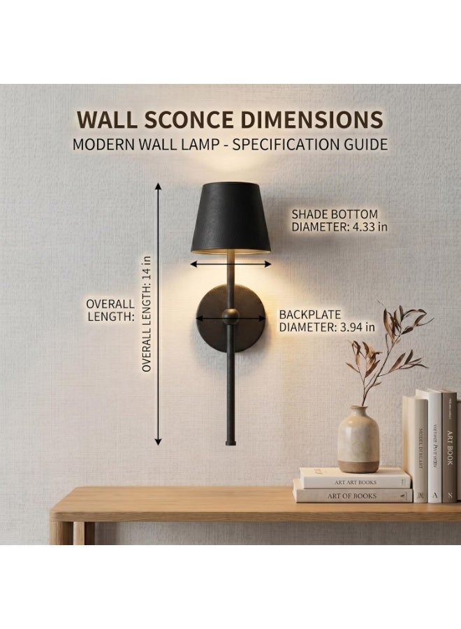 FUOE Battery Operated Wall Sconces Set of 2, Wireless Wall Sconce with Remote Dimmable Timer, Rechargeable 5200mAh, Cordless Wall Light for Bedroom Living Room, Hallway, Light Decor - Image 4