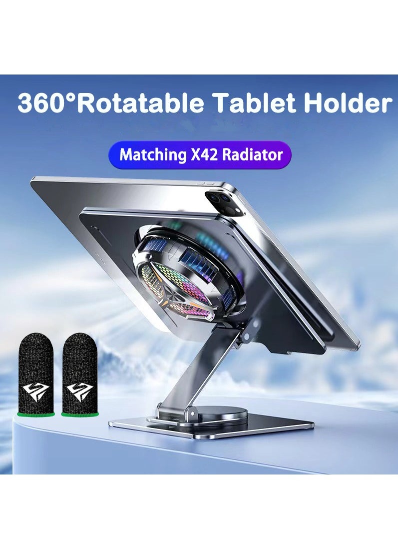 RECTO - iPad Cooler with 360 Degree Rotatable Adjustable Tablet Holder, Magnetic Tablet Cooler for ipad/surface pro/Samsung Tab,Compatible for Steam Deck,Universal Radiator with Temperature Display - Image 1