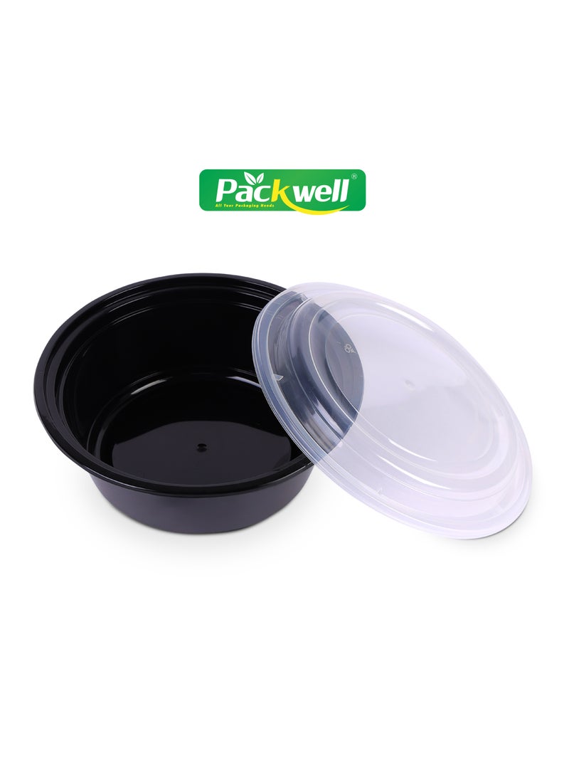 packwell Black Base Microwave Container with Clear Lid- PWRP1928 40 oz., Round Shaped, Pack of 5 BPA-Free, Food grade and Hygienic Perfect for Packing, Storing, Ramadan Food and Iftar Kit Distribution, etc.  - Image 2
