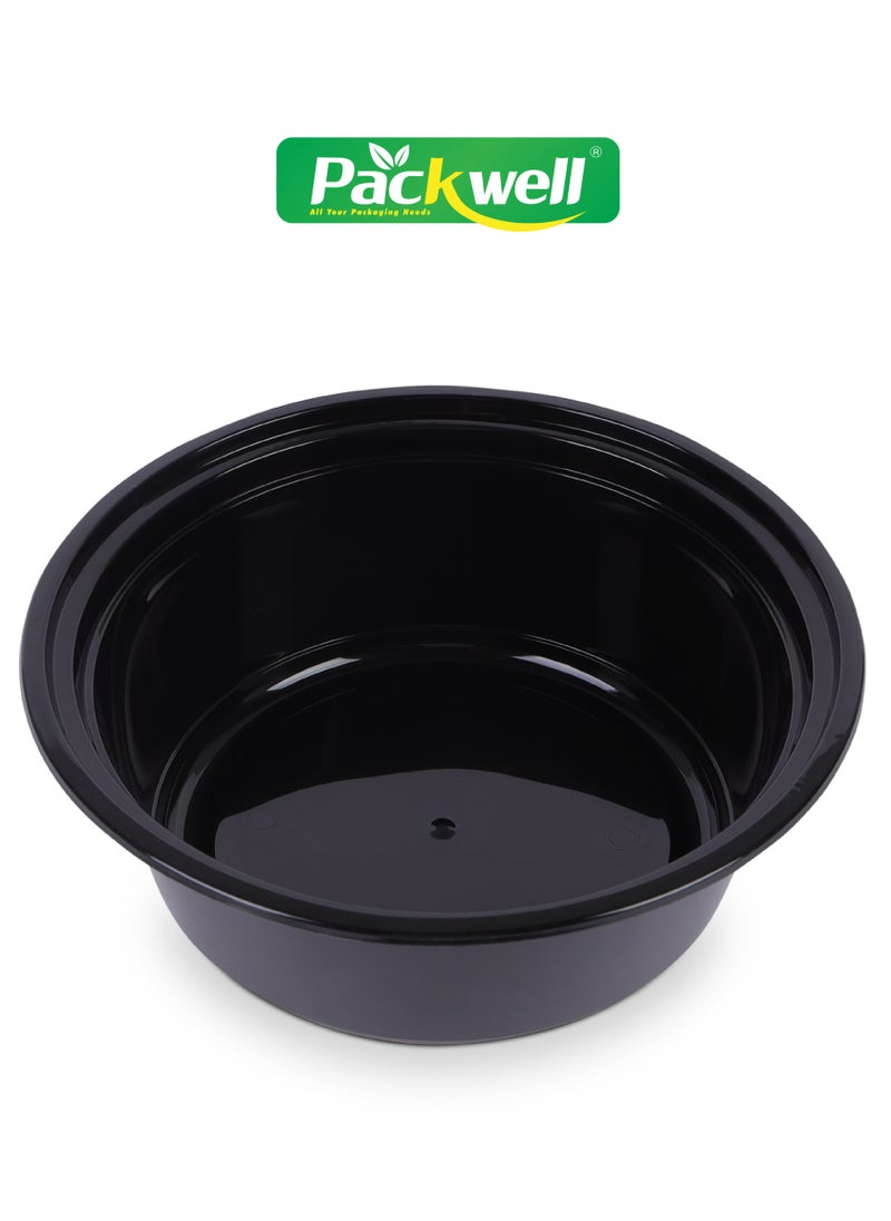 packwell Black Base Microwave Container with Clear Lid- PWRP1928 40 oz., Round Shaped, Pack of 5 BPA-Free, Food grade and Hygienic Perfect for Packing, Storing, Ramadan Food and Iftar Kit Distribution, etc.  - Image 3