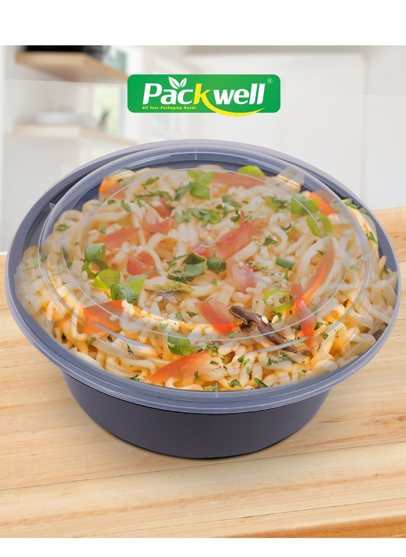 packwell Black Base Microwave Container with Clear Lid- PWRP1928 40 oz., Round Shaped, Pack of 5 BPA-Free, Food grade and Hygienic Perfect for Packing, Storing, Ramadan Food and Iftar Kit Distribution, etc.  - Image 5