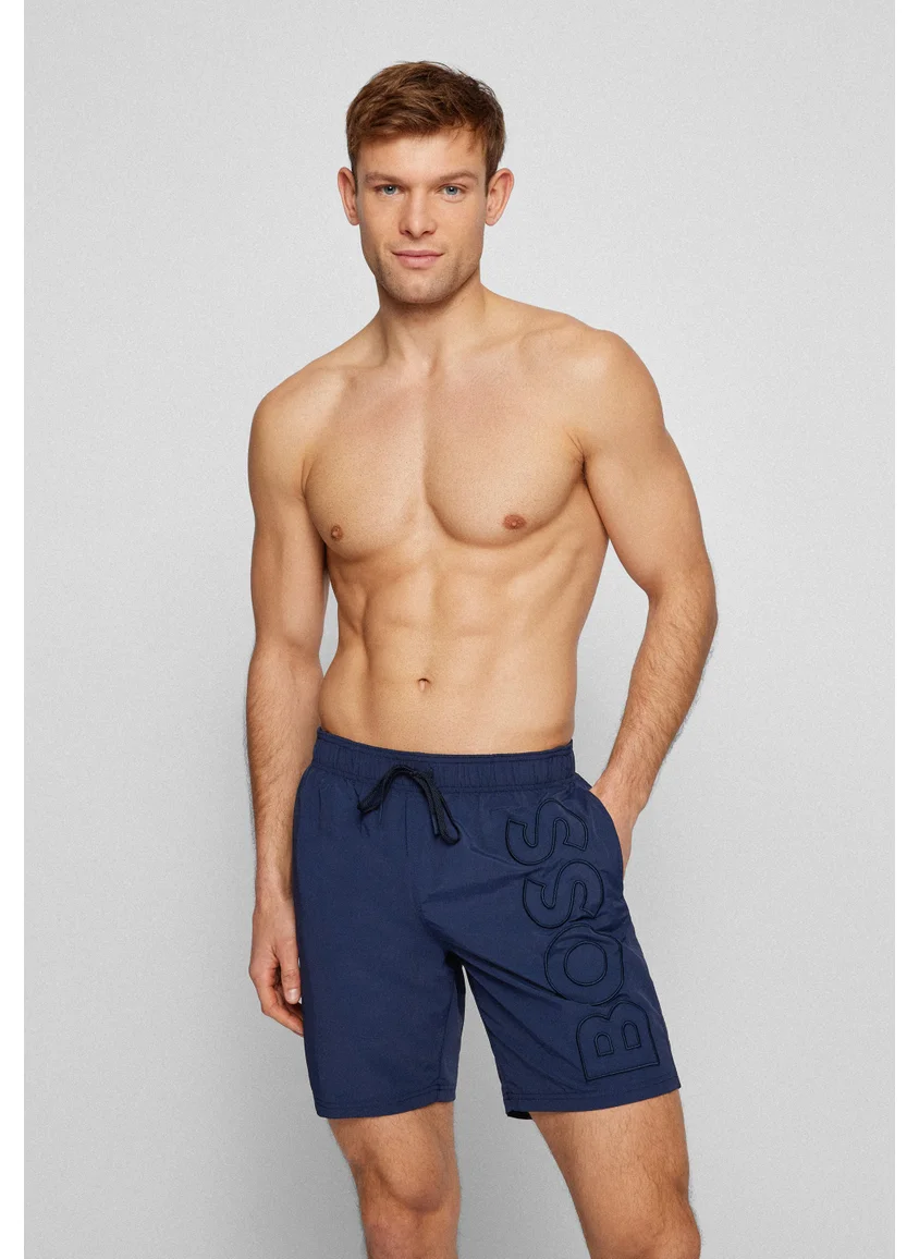 بوس Fully lined swim shorts with 3D logo embroidery