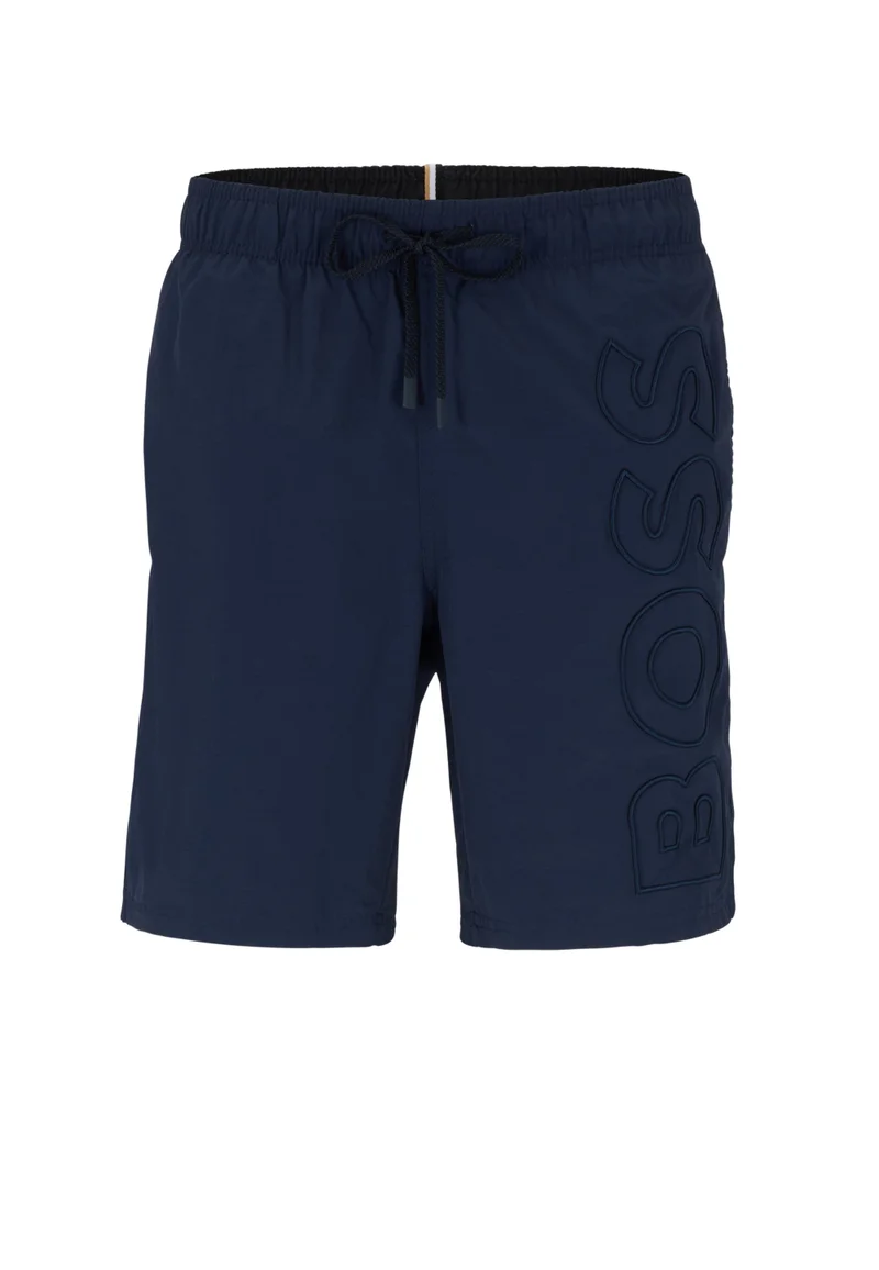 BOSS Fully lined swim shorts with 3D logo embroidery