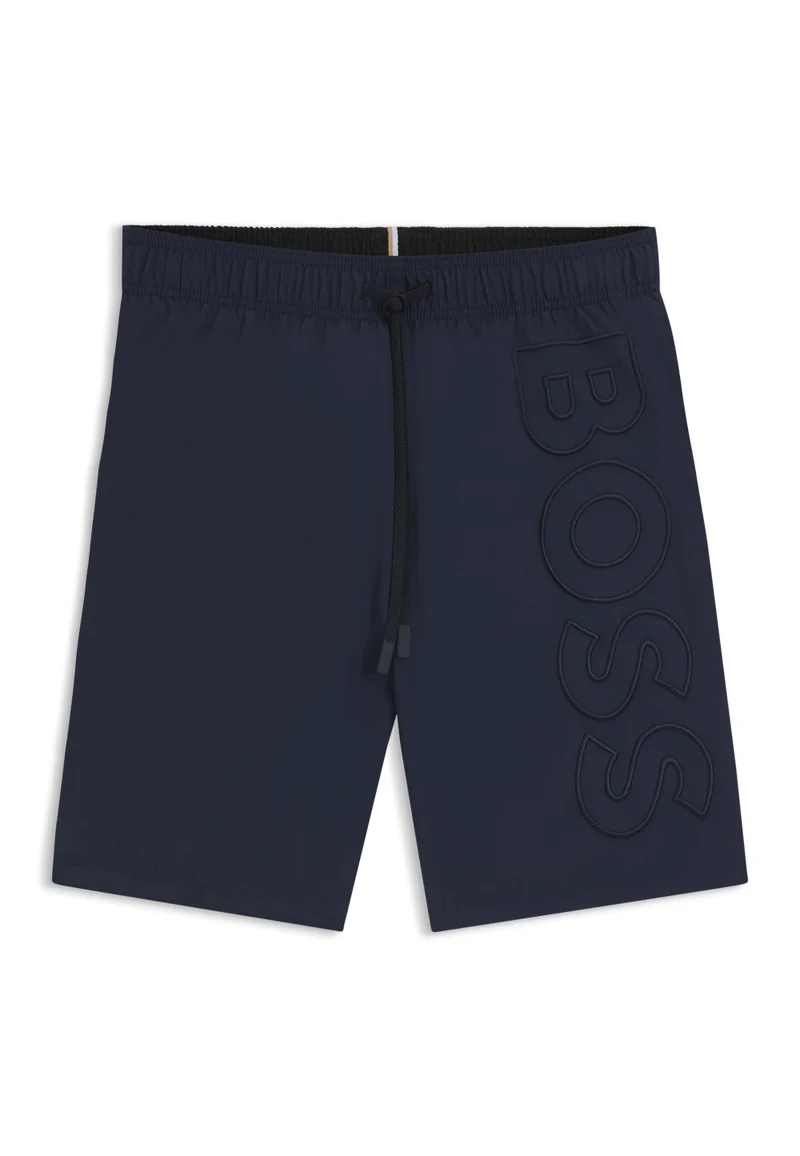 BOSS Dark Blue Swim shorts with 3D logo embroidery for Men | Best Price UAE