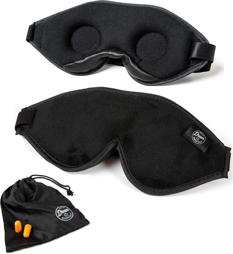 Dream Essentials Escape Luxury Travel and Sleep Mask with Earplugs and Carry Pouch - Black - Image 1