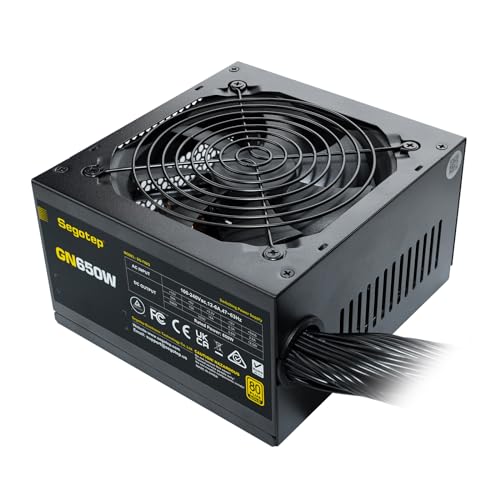 Segotep 650W 80 Plus Gold Certified Non-Modular ATX Power Supply with 6+2 Pin Connectors PFC Protection and RoHS Compliance, 120mm Silent Fan Gaming PSU GN-650 Black - Image 1