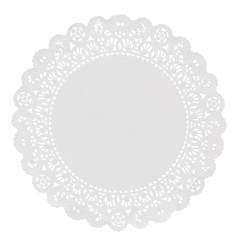 Hygloss Round Paper Doilies  100 Pcs 8Inch  Decorative White Lace Doilies  Disposable and Food Grade Safe