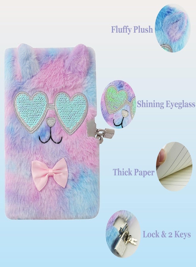 YankMooM Secret Locking Fluffy Blue Eyeglasses Cat Diary for Girls - Kids Journal with Lock & Stickers, Hardcover Creative Notebook for Writing, Drawing & Gift Ideas - Image 5