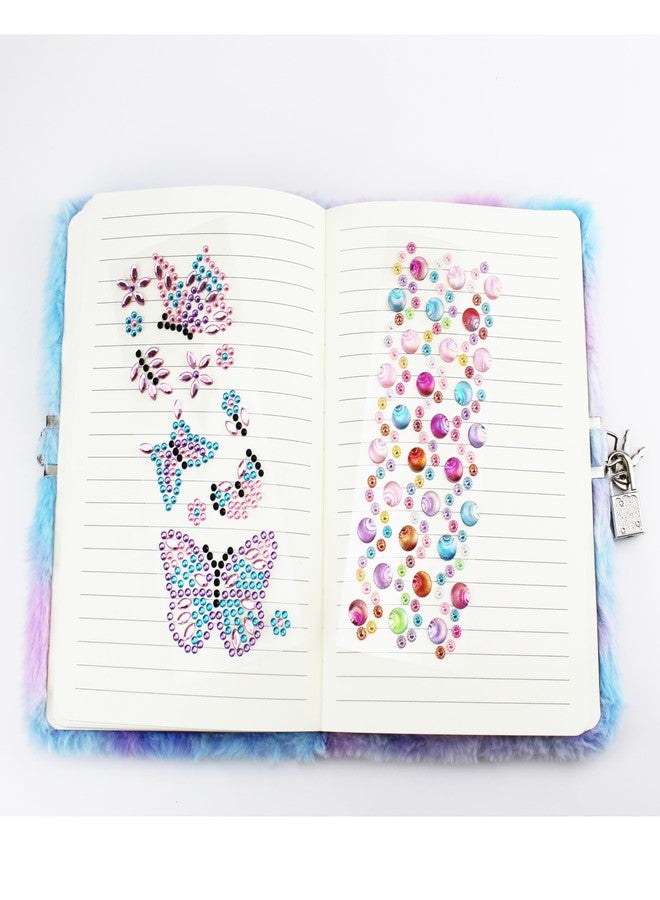 YankMooM Secret Locking Fluffy Blue Eyeglasses Cat Diary for Girls - Kids Journal with Lock & Stickers, Hardcover Creative Notebook for Writing, Drawing & Gift Ideas - Image 4