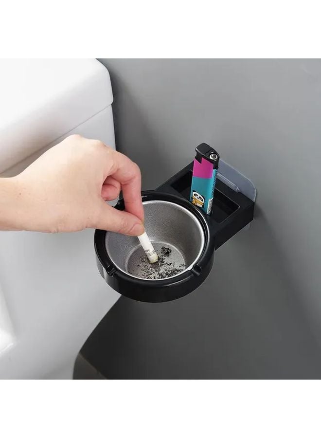 علبة سجائر من الفولاذ المقاوم للصدأ مثبتة على الحائط مع تركيب ذاتي اللصق ودرج قابل للإزالة باللون الأسود - Image 4