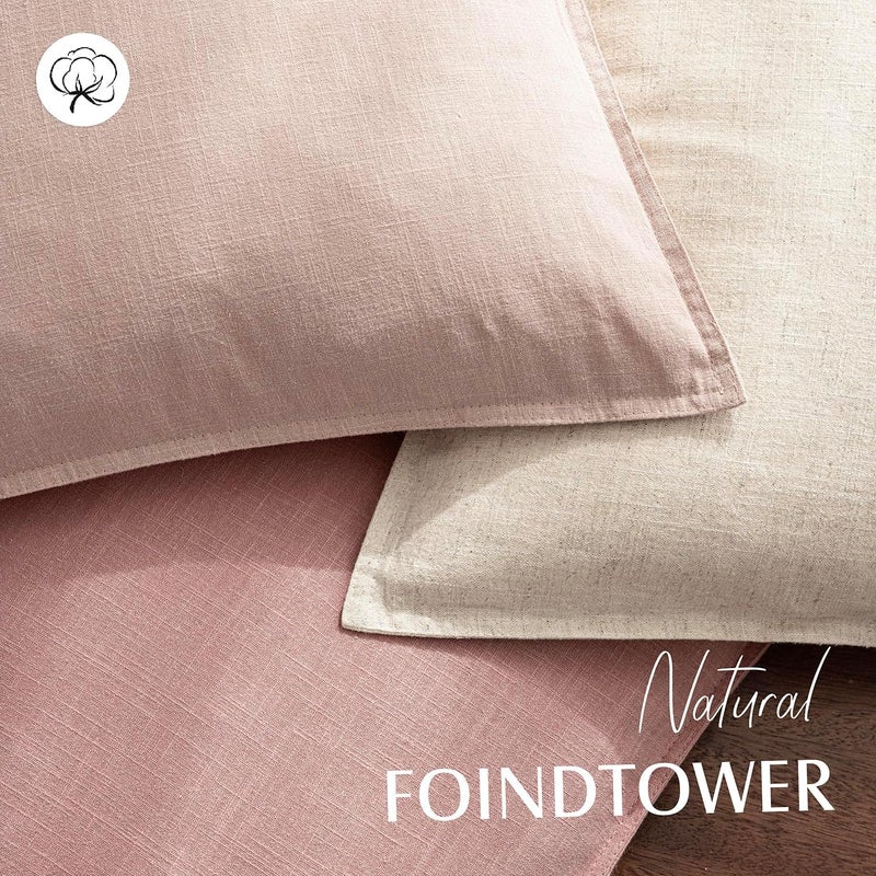 Foindtower Pack of 2, Decorative Linen Soild Throw Pillow Covers Soft Accent Cushion Euro Case Boho Farmhouse Pillowcase for Chair Couch Sofa Bedroom Living Room Home Decor 18 x 18 Inch Rose Pink - Image 4