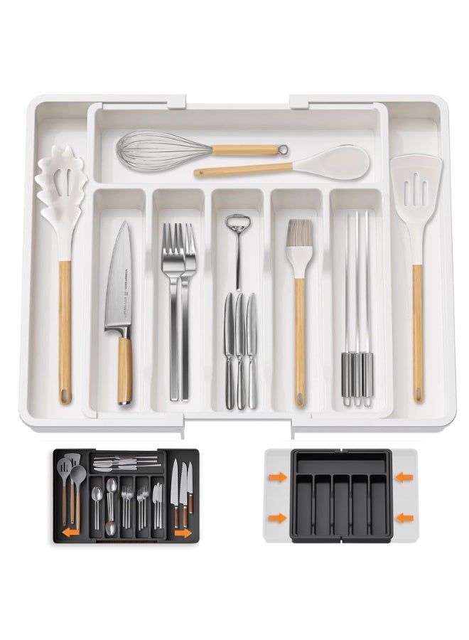 ZERIFAM Silverware Drawer Organizer, Expandable Adjustable Cutlery Drawer Organizer, Plastic Cutlery Storage for Kitchen Drawer for Spoons Forks Knives - Image 2